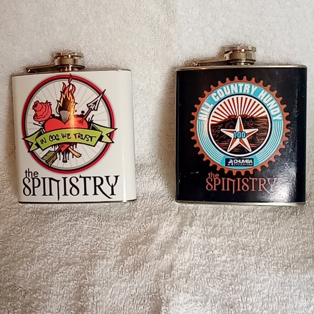 Lot of 2 stainless steel top shelf flasks